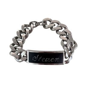Speidel Vintage Men’s Heavy Silver “Steven” Name Plate ID Bracelet